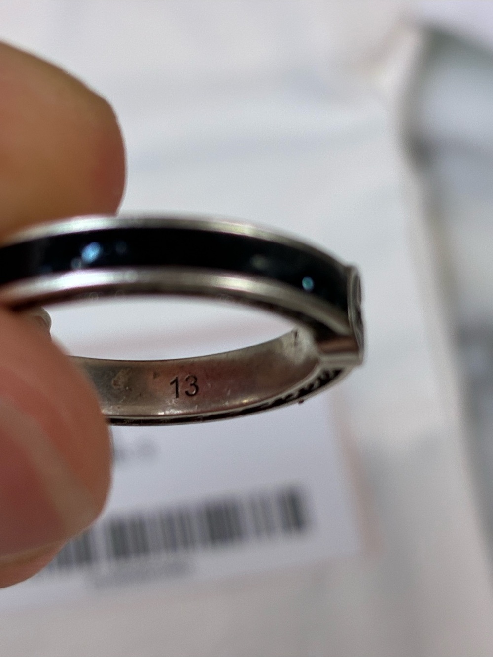 NWT Gucci Silver Metal & Black Enamel Interlocking GG Ring IT Size 13 = 6.75 US - Picture 6 of 8